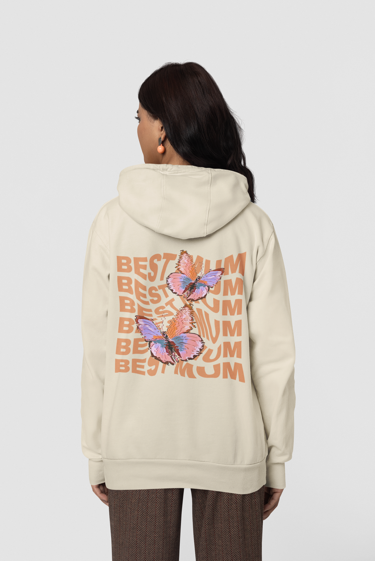 Oversized Hoodie Best Mum Butterfly orange
